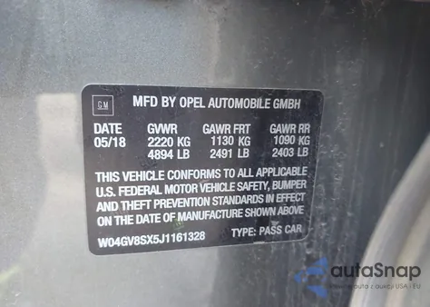 2018 Buick Regal Tourx Essence из США, поврежденный, VIN W04GV8SX5J1161328